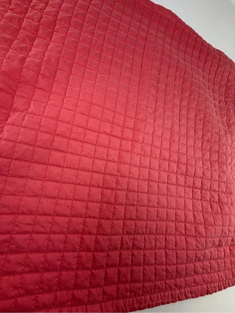 2 - Pair Ann Gish Quilted Euro Pillow Shams in Coral Pink 100% Washable Silk